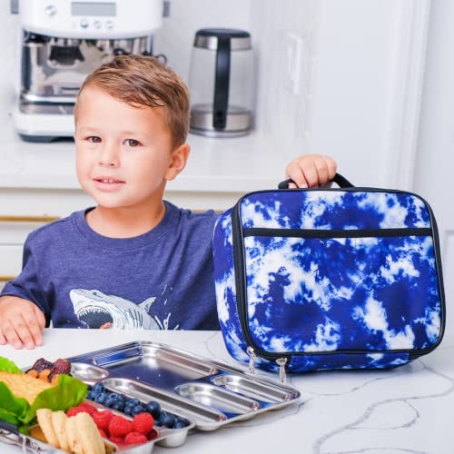Fenrici Tie Dye Lunch Box For Boys, Girls, Kids Insulated Lunch Bag For School, Soft Sided Compartments, Spacious, Bpa Free, Food Safe,10.8In X 8.5In X 2.8In, Tie Dye, Blue #TOP3