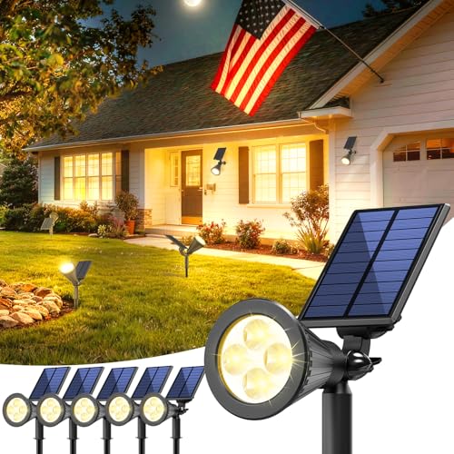 JEJOT 6 Pack Solar Lights Outdoor Waterproof IP65,Warm White Light,2 Lighting Modes,Solar Powered...