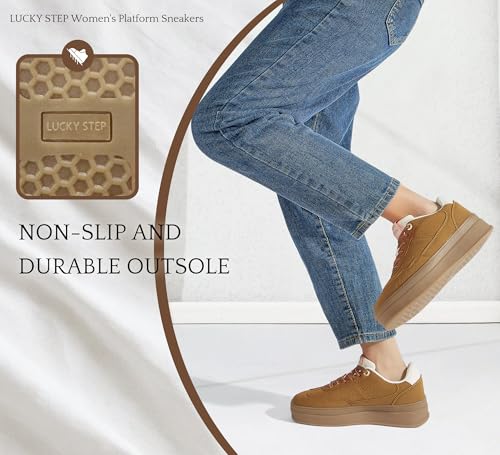 LUCKY STEP Women's Platform Sneakers Fashion Chunky Retro Walking Shoes Casual Comfortable Tennis Trainers3