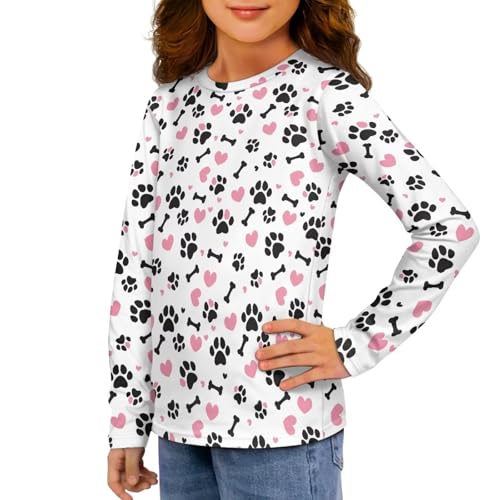 Teen Girl Trendy Clothes Casual Long Sleeve Tops Fall Novelty Pullover Shirt Crewneck T Shirt Size 3-16Y4
