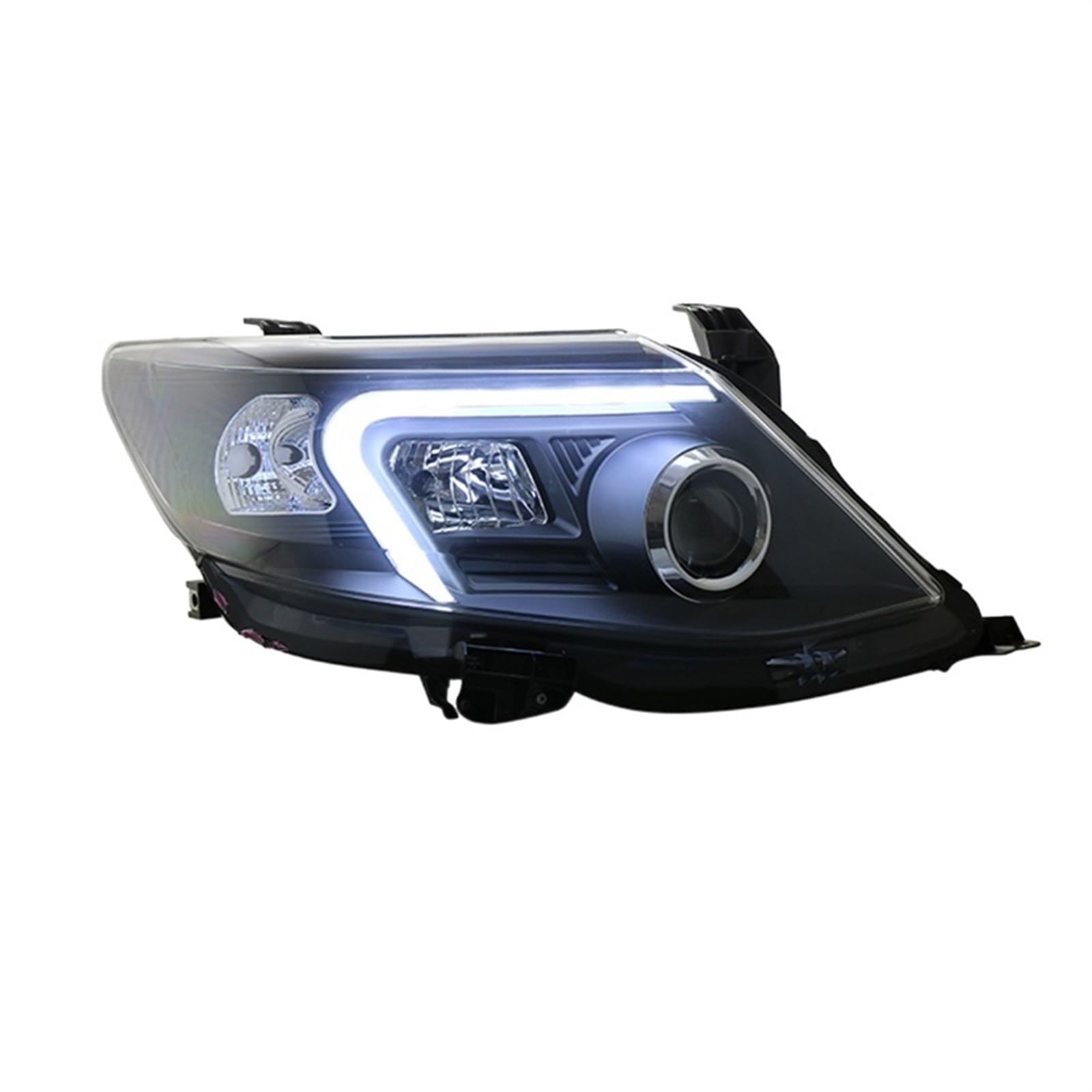 Car Headlights DRL Dynamic Turn Signal Front Light Lens Compatible For Toyota Fortuner 2011-2015 (Color : Led bulb)