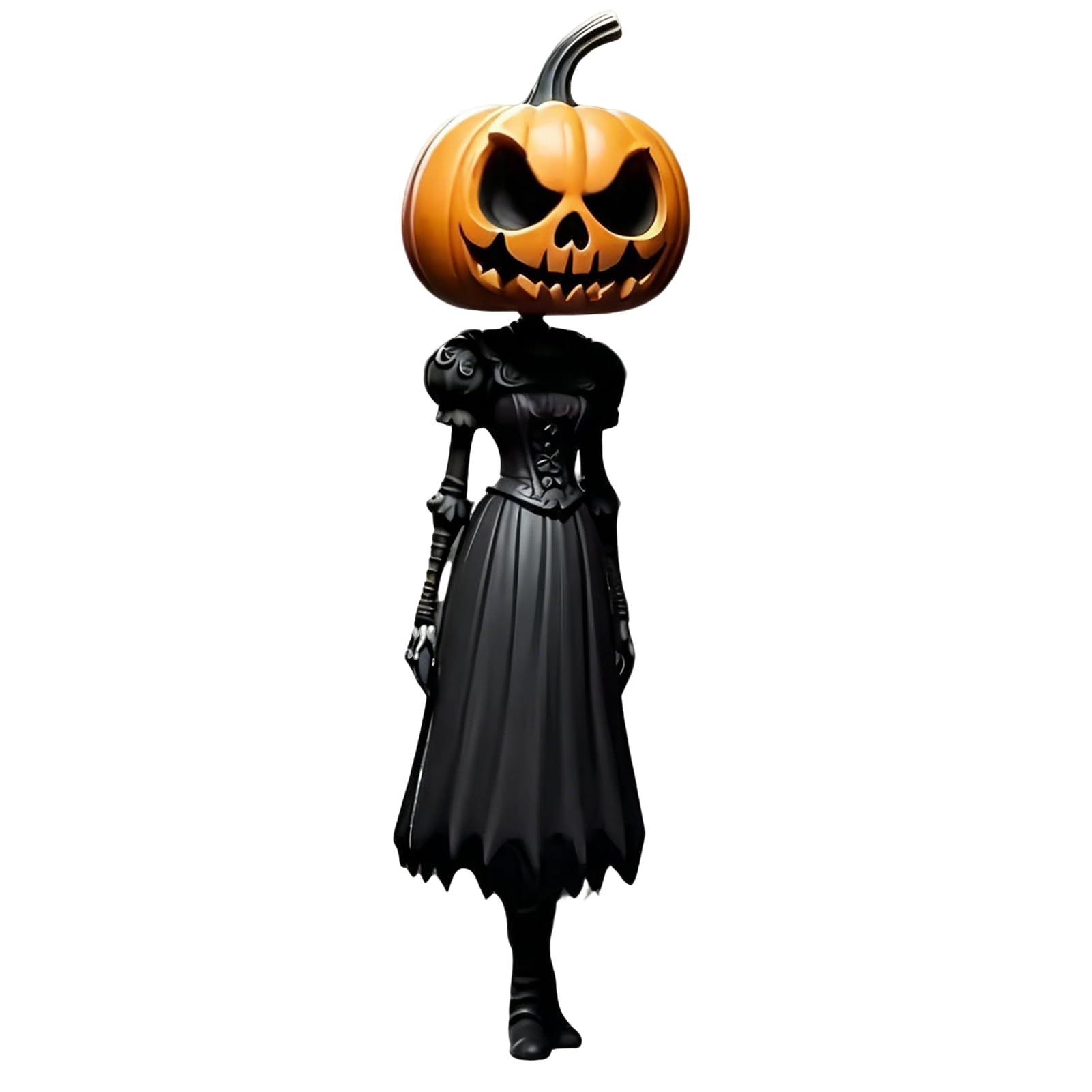 anwhriet Pumpkin Witch Lantern Figurine, Spooky Halloween Resin Statue with Glowing Hat & Staff, Vintage Gothic Home Decor for Mantel Shelf Tabletop B
