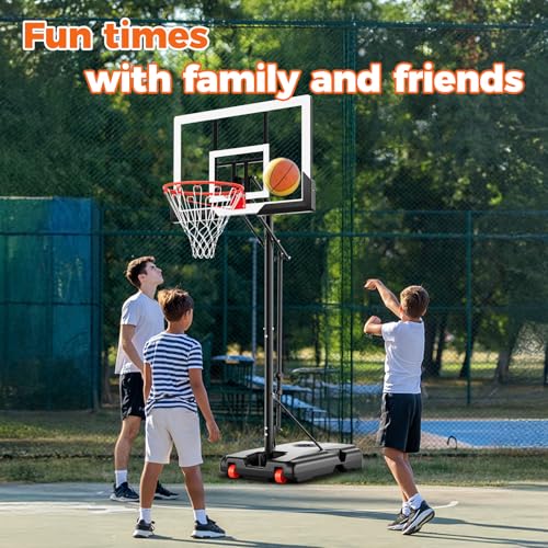 Image of AWII SPORT Basketball Hoop 44 Inch Backboard Protable Basketball Hoop Outdoor, 4.8-10ft Height Adjustable Basketball Goal System for Kids Youth Adults Play in Backyard /Courts /Indoor