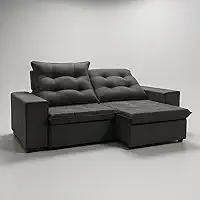 Sofá Conforto Plus, Prático e Versátil 2 Lugares Reclinável e Retrátil Aurora Veludo LIMOV Perfeito para Salas Pequenas (Chumbo)