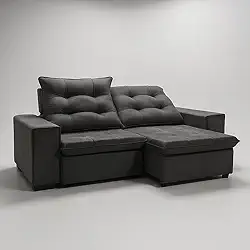 Sofá Conforto Plus, Prático e Versátil 2 Lugares Reclinável e Retrátil Aurora Veludo LIMOV Perfeito para Salas Pequenas (Chumbo)