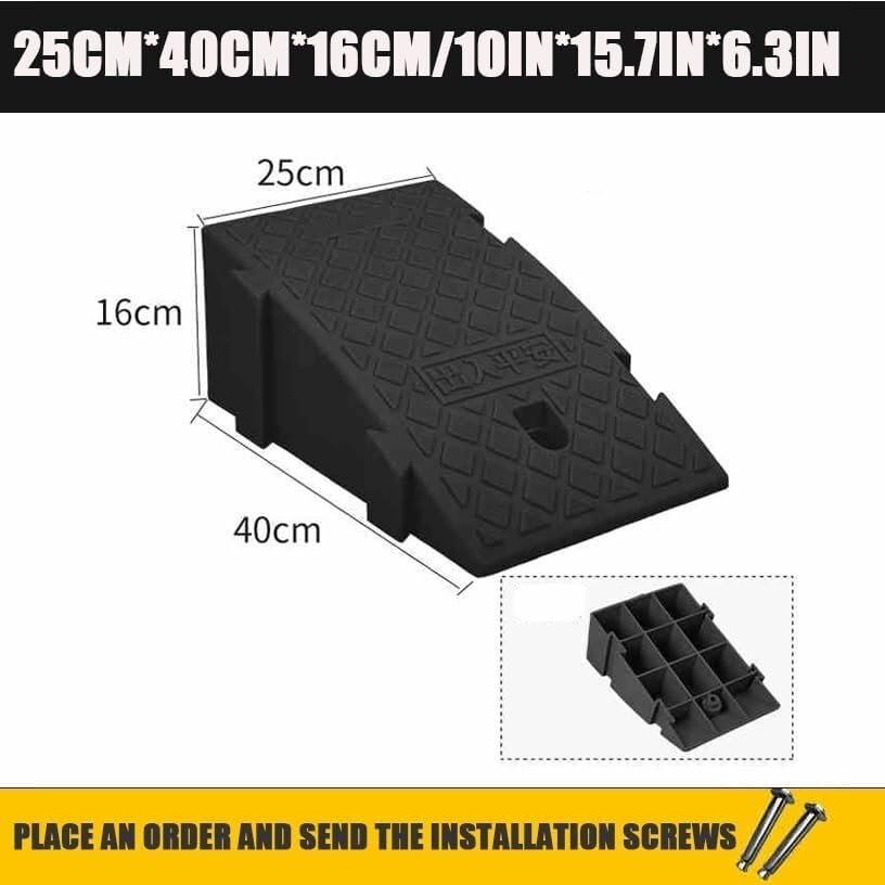 Kanduo Rampa podjazdowa Podjazd dla wózków inwalidzkich, z tworzywa sztucznego, Mata antypoślizgowa na podjazd(Nero,10in*15.7in*6.3in)