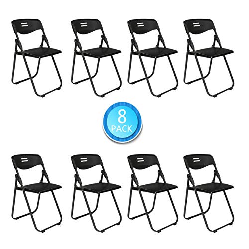 VINGLI 8 Pack Plastic Folding Chair, Indoor Outdoor Portable Stackable Commercial Seat with Steel Frame 350lbs for Events Office Wedding Party Dining