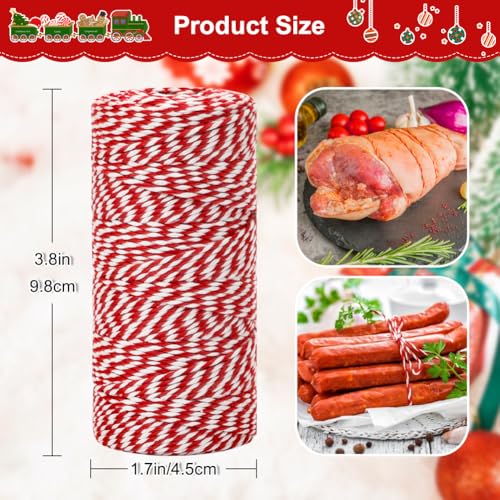 image for Vivifying Red and White Butchers Twine, 328 Feet 2mm Food Safe Cotton 