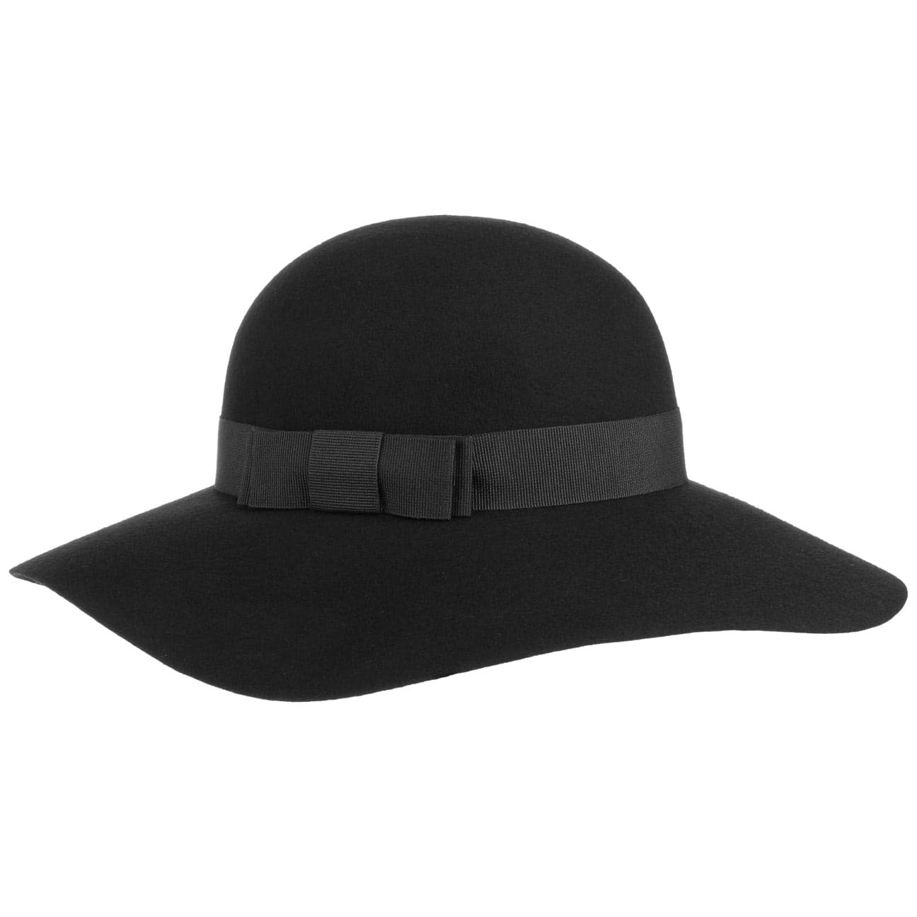 Lipodo Uni Floppy Hat Wool Felt Plain Ribbon Made in Italy Women Autumn Winter Black
