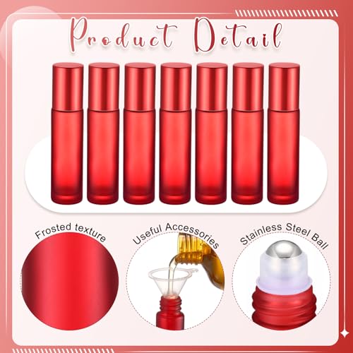 Image of Sumind 150 Pcs Frosted Glass Roller Bottles 10 ml, Frosted Red, 10 ml