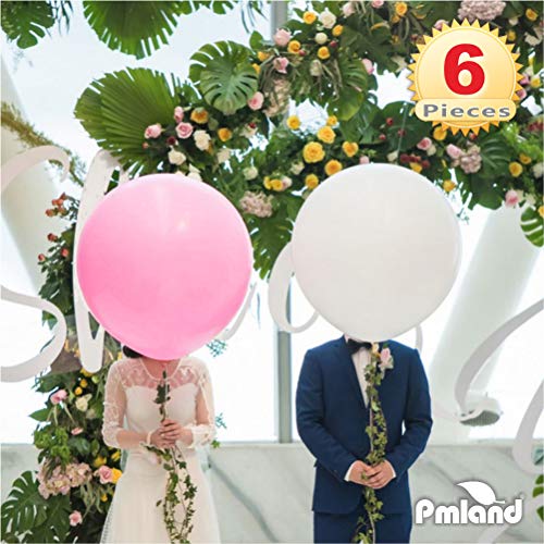 Image of PMLAND 6 Pcs Pink 36 Inch Giant Latex Balloons for Party Decor Decorations