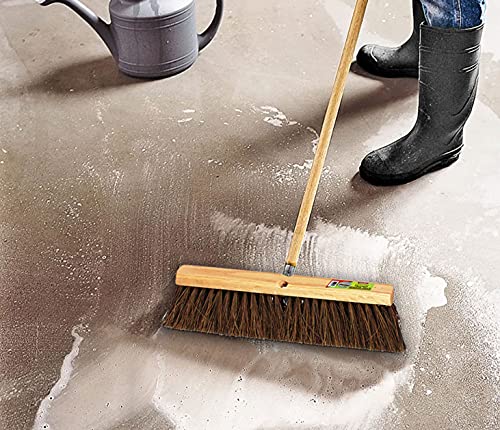 Image of Push Broom Indoor and Outdoor Floor Sweep Use, 18 Inch, Heavy Duty Hardwood Block, Palmyra Bristles Scrub Brush, Cleaning Broom for Patio Garage, Deck, Or Home Use