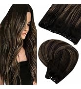 Beaded Weft Hair Extensions Brown LAAVOO Micro Weft Hair Extensions Balayage Darkest Brown Ombre ...