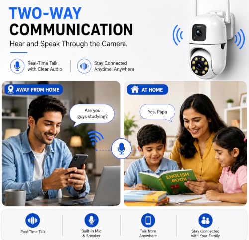 Image of Fire turtle Smarthome Dual Lens Mini Fox | 4+4MP WiFi CCTV Camera with PTZ & Fixed View | AI Motion Detection, Color Night Vision, Two-Way Audio, 360 Coverage, App Remote Access (Dual Wall)