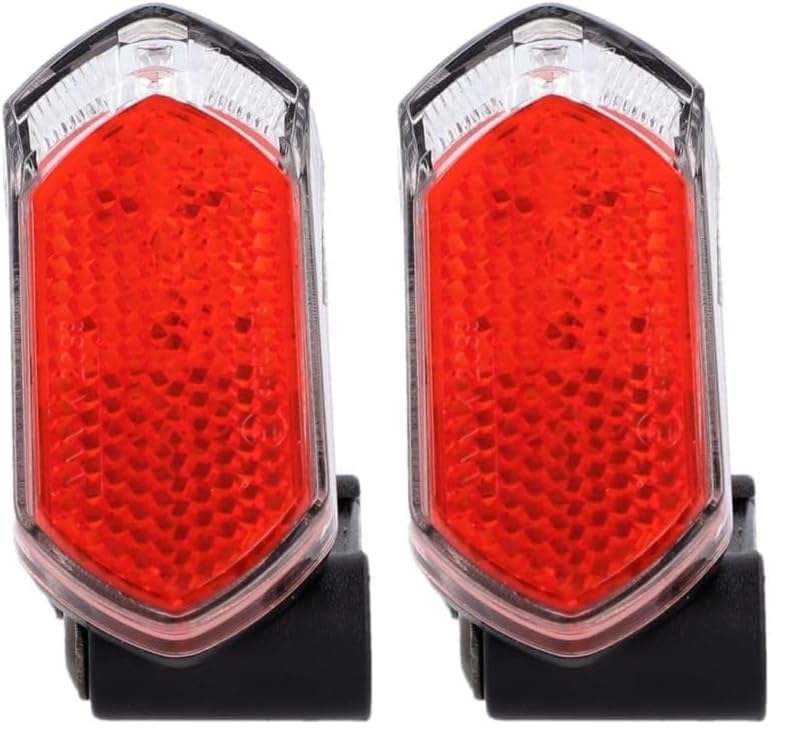 Fischer Fahrrad Dynamo LED-Rücklicht für Schutzblech und Strebenbefestigung, mit integriertem Reflektor, Spritzwasserschutz nach IP44, StVZO-zugelassen (Packung mit 2)