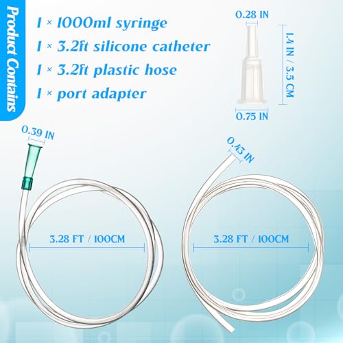 Image of 1000ml /cc Syringes with Tube 40 Inch Handy Plastic Tubing and Adapter Tip