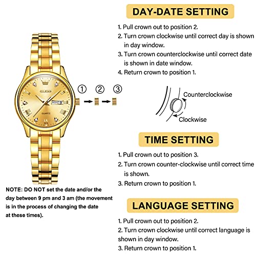 Olevs Gold Watches For Women Small Face Luxury Stainless Steel Watch For Women With Day Date Waterproof Female Watch Luminous Roman Numeral Diamond Analog Ladies Watch Small Wrists Reloj Para Mujer #TOP5