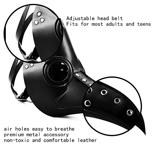 Duduta Leather Plague Doctor Mask Black Death Bird Mask Halloween Scary Plague Dr Costume Party Mask #TOP1