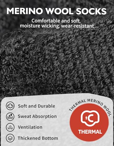 CLOSEMATE Calcetines Invierno Hombre Senderismo 3 Pares Sin Costuras Termicos Antiampollas Trekking Mujer de Running 39-42 Negros Marrón Grises Claros - imagen 5