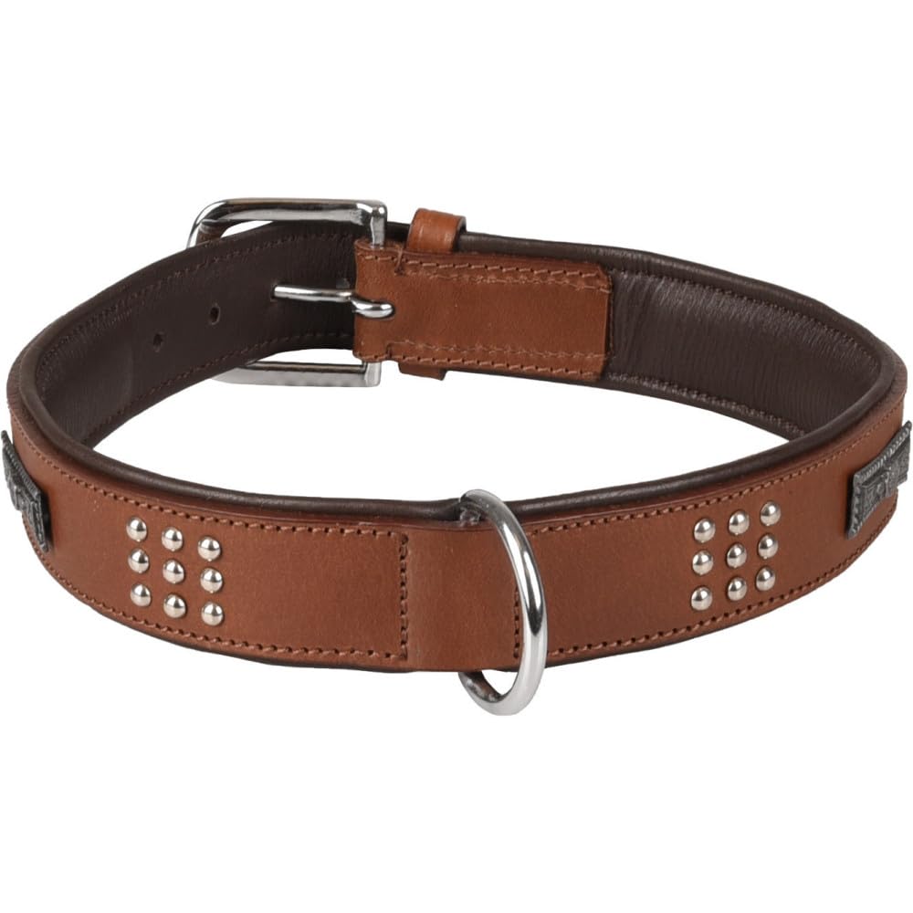 Collier cuir Sedona Flamingo brun XXL pour chien de 51-60 cm : fini les irritations