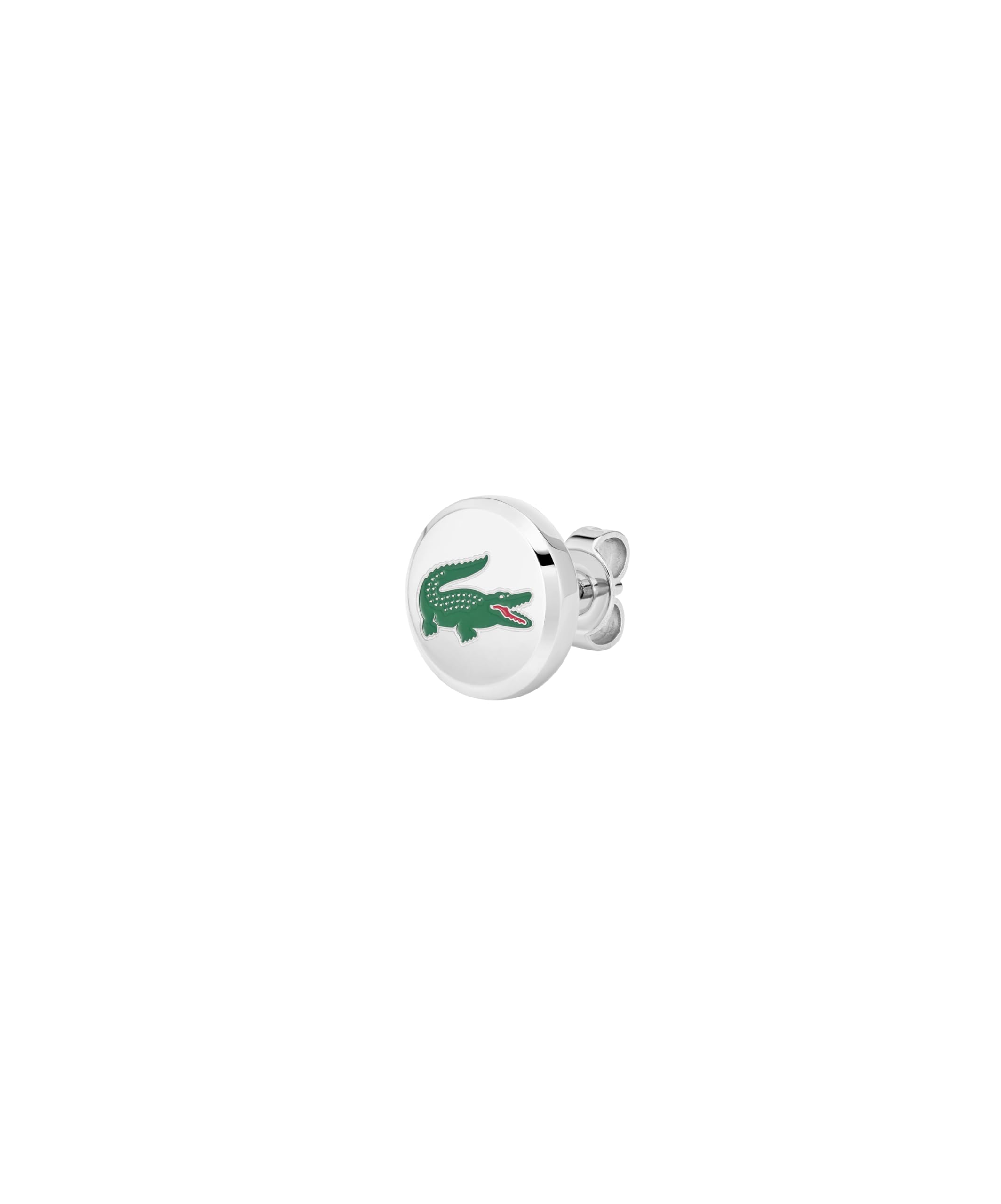 Lacoste Orecchini a Perno da Uomo Collezione ARTHOR in Acciaio Inossidabile con Coccodrillo Lacoste in Smalto Verde - Disponibile in Argento o Oro