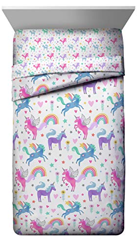 Image of Trend Collector Full Size Comforter Set 5 Piece Kids Unicorn Bedding, White