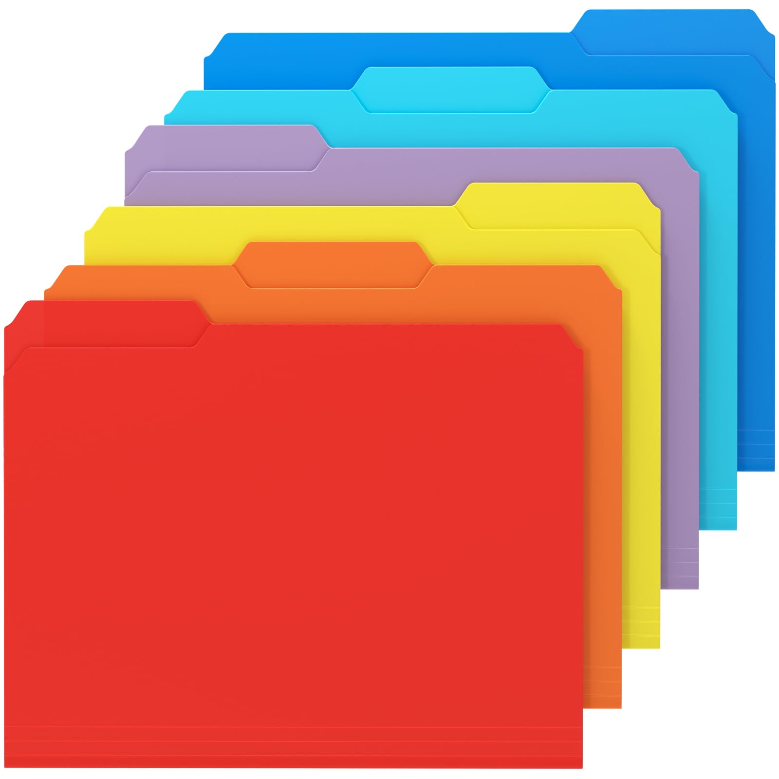 KTRIO 6 Pack Plastic Colored File Folders, Filing Folders for Letter Size, Poly File Folder, Assorted Colors, 1/3-Cut Tabs