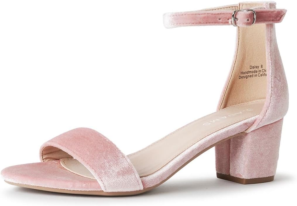 J. Adams デイジーヒールサンダル レディース アンクルストラップ ローブロック オープントゥ ドレスパンプス チャンキーヒー