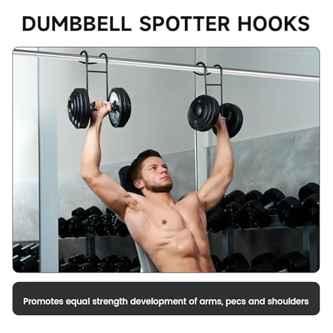2 Pack Dumbbell Spotter Hooks, Dumbbell Hooks Spotter Bench Press, Heavy Duty Hang Dumbbells Rack Attachments for Weight Lifting Accessories for Arms Chest Wrist Grips Hold Up 250 Lb