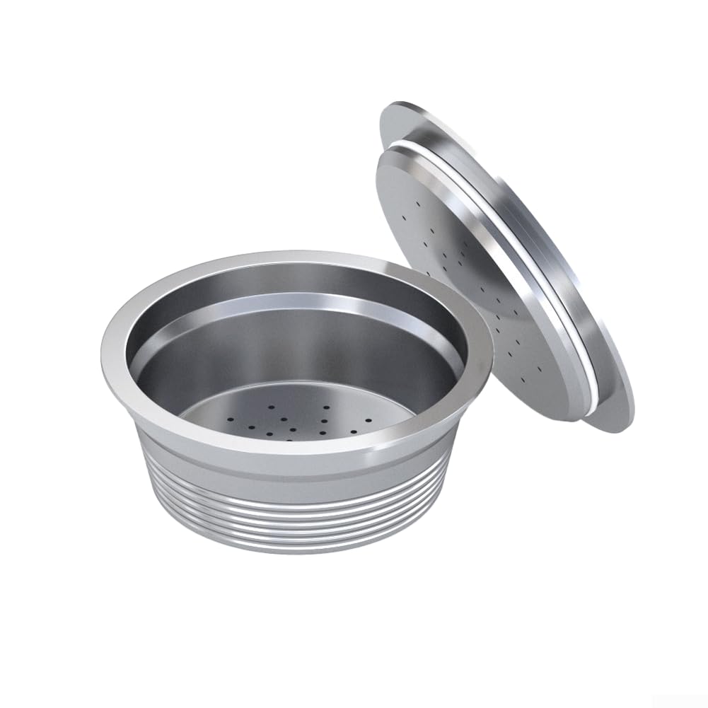 Juego de cápsulas de café recargables de acero inoxidable con filtro de malla fina para máquinas A Modo Mio Jolie, incluye cepillo de cuchara y martillo rosa (juego)
