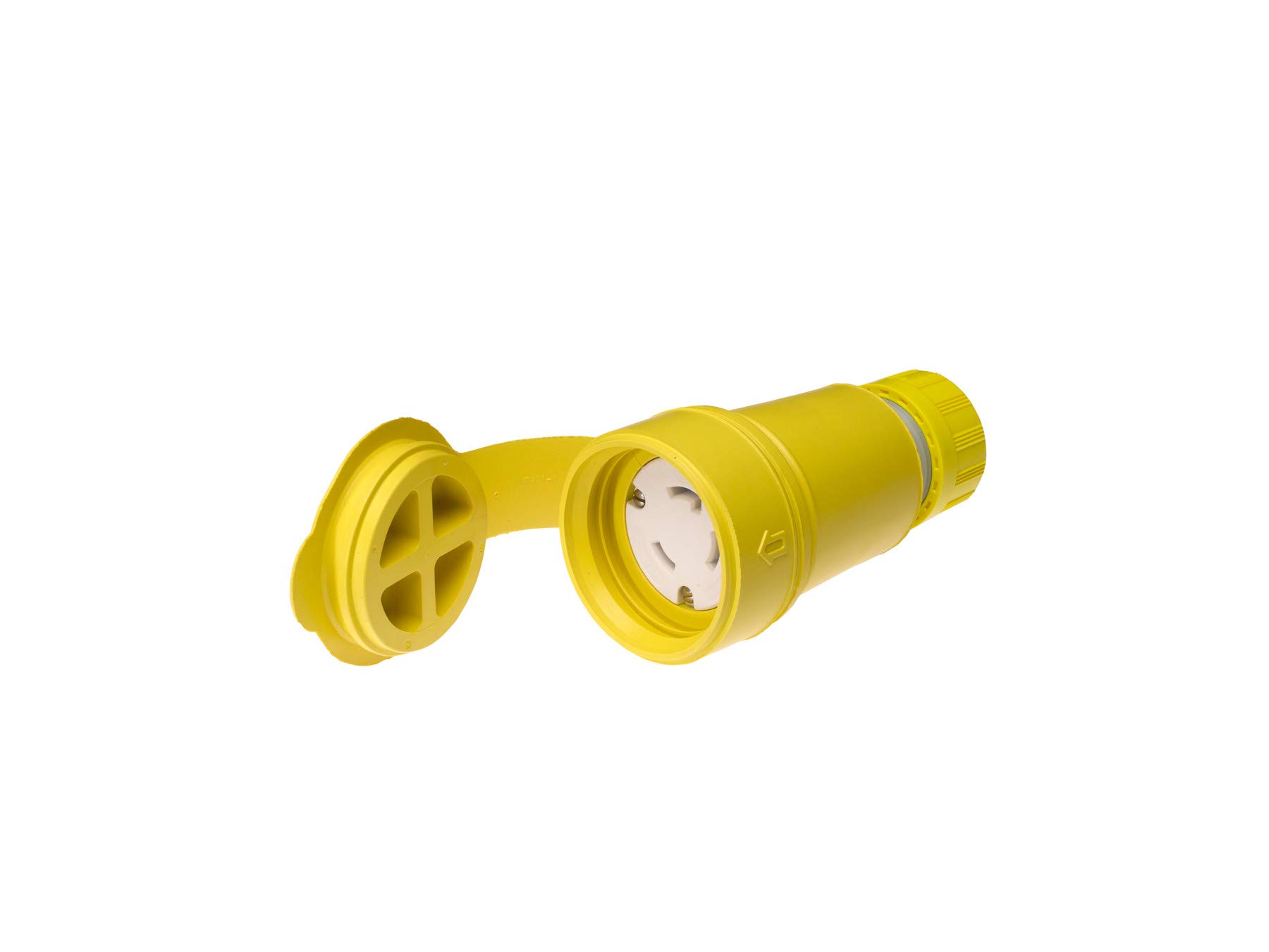 Woodhead 29W48 Watertite Wet Location Locking Blade Connector, 3 Wires, 2 Poles, NEMA L6-30 Configuration, Yellow, 30A Current, 250V Voltage