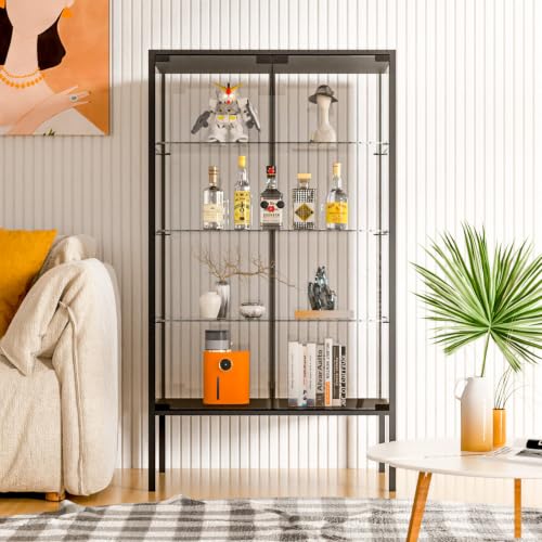 Image of Beauty4U Iron Frame Glass Display Cabinet, 4-Shelf Curio Cabinet