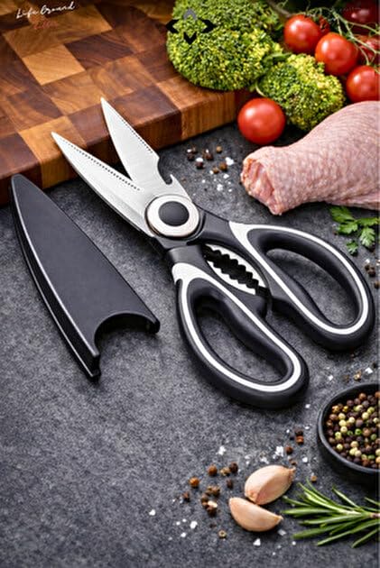 Proalet Taksun KA051 21 cm Profesyonel Çok Amaçlı Mutfak Makası – Paslanmaz Çelik Tavuk Kesme, Şişe Açacağı ve Ceviz Kırıcılı Ağır Hizmet Tipi Kesici Mutfak Makası