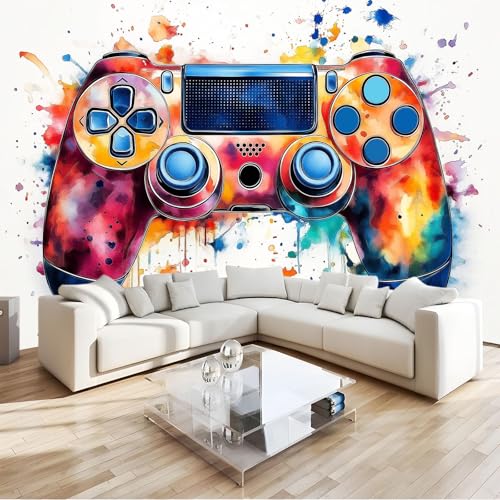 Fototapete Aquarell Graffiti Controller Vlies Tapete Kinderzimmer - Tapete Moderne Wanddeko 200 x 140 cm Wandtapete für Mädchen Junge Teenager Wohnzimmer, UV-Schutz