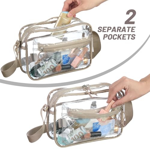 Image of BORMELUN Women's See Through Messenger Bag Clear Stadium Work Crossbody Shoulder Purse