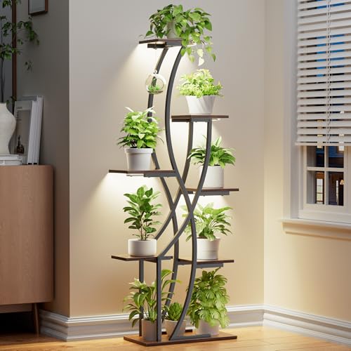 Plant Stand Indoor with Grow Light, 55" Plant Shelf for Indoor Plant Multiple, 7 Tiered Metal Corner Plant Stand Plant Holder Flower Stand Display Rack for Patio, Garden, Balcony, Living Room