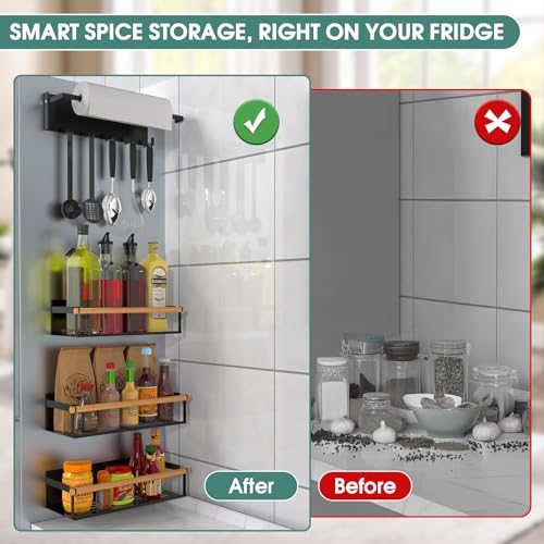 Image of POLRAI 4 Pack Magnetic Shelves for Washing Machine Magnetic Shelf for Fridge Powerful Magnetic Shelves and Magnetic Hook for Laundry Room Kitchen Bathroom Organization