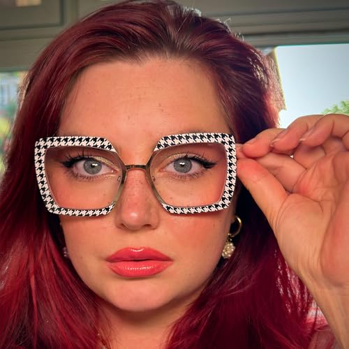 Image of Zeelool Metal Fashion Glasses Frame for Women, Oversized Square Eyeglasses Eyewear Frame with Non-prescription Clear Lenses ZJGM150137-01