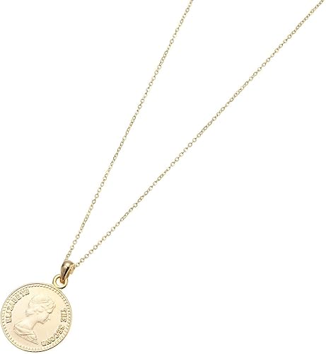 Amazon アクセサリーショップピエナ ネックレス ペンダント ニッケルフリー コイン エリザベスコインネックレス リバーシブル ゴールド ネックレス 通販