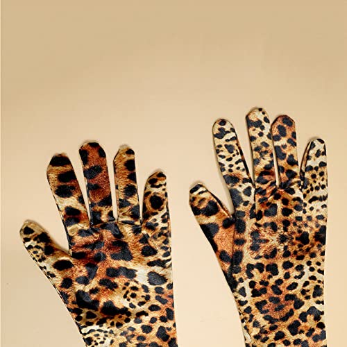 ILUFAM Long Leopard Gloves 21" - Fancy Dress Hen Party Velvet Elbow Length for Women - Cosplay Costume Halloween Festival Multicolor - Image 4
