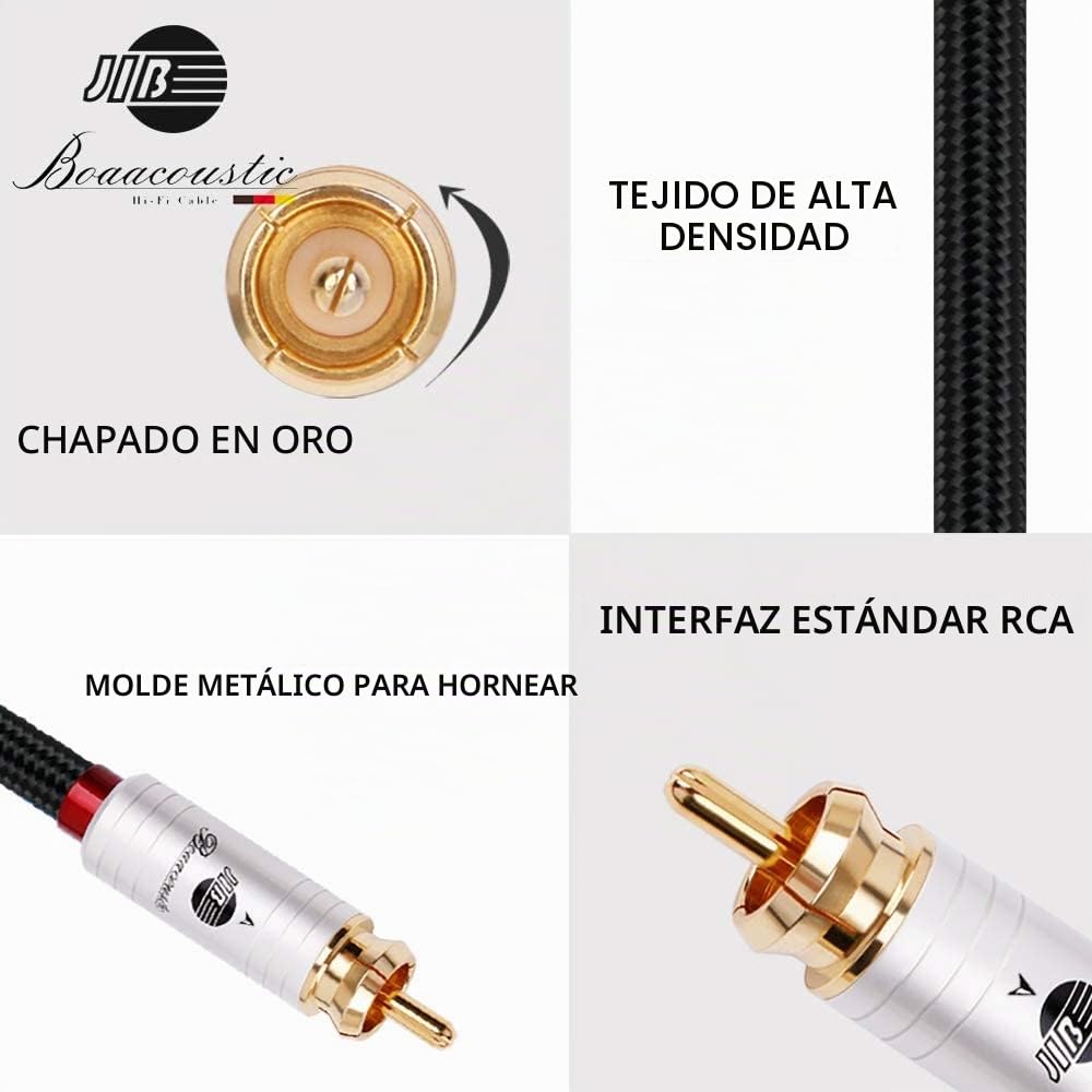 BOAACOUSTIC JIB Qualité Audiophile Cable Coaxial para Subwoofer, 1 RCA Cinch Macho a 1 RCA Cinch Macho, Cable de Audio adecuado para el hogar, teatro, TV, subwoofer, sistemas Hi-Fi 3m