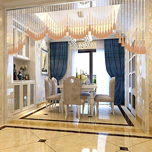 Cortinas de cadena de puerta con borlas de cristal para separar salones 3