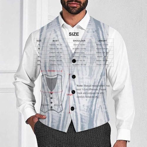 Ginkgo Pattern Suit Vest for Men Slim Fit Tuxedo Waistcoat Button Down V Neck Business Dress Coat2