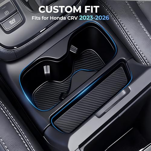 Image of Center Console Cup Holder Inserts for Honda CRV 2026 2025 2024 2023, Interior Accessories Silicone Car Cup Holders Covers Protector for 2023-2026 CR-V, Black