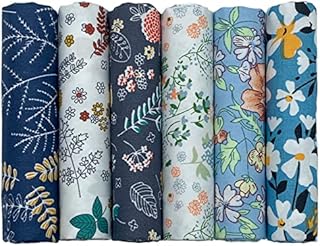 aufodara 6Pcs Cotton Fabric Bundle Squares 50x50cm, Pure Cotton Tissue, Stylish Patterns Home Cloth Bundles for Sewing Quilting Patchwork DIY Crafts (Pink)