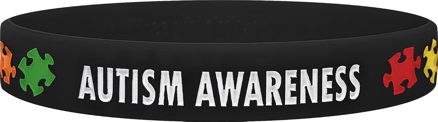 Fight Like a Girl Autism Awareness Silicone Wristband Bracelet - Because All Kids Deserve To Be Understood - 10 Pack (Black) - Image 2
