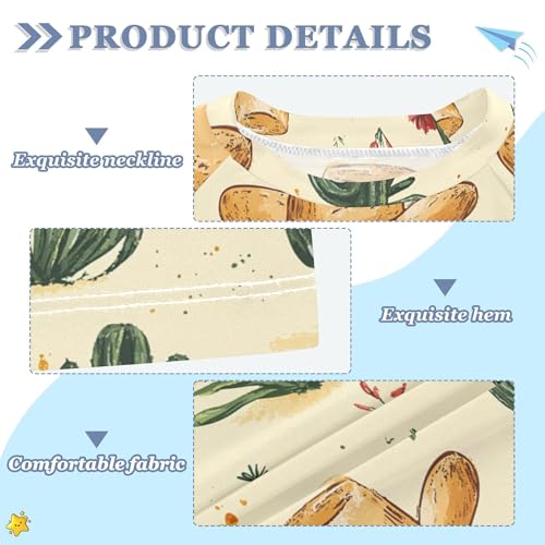 Boho Cactus Yellow Bathing Suit Girls UV Protection Teen Clothing Swimwear Beach Tops 3T3