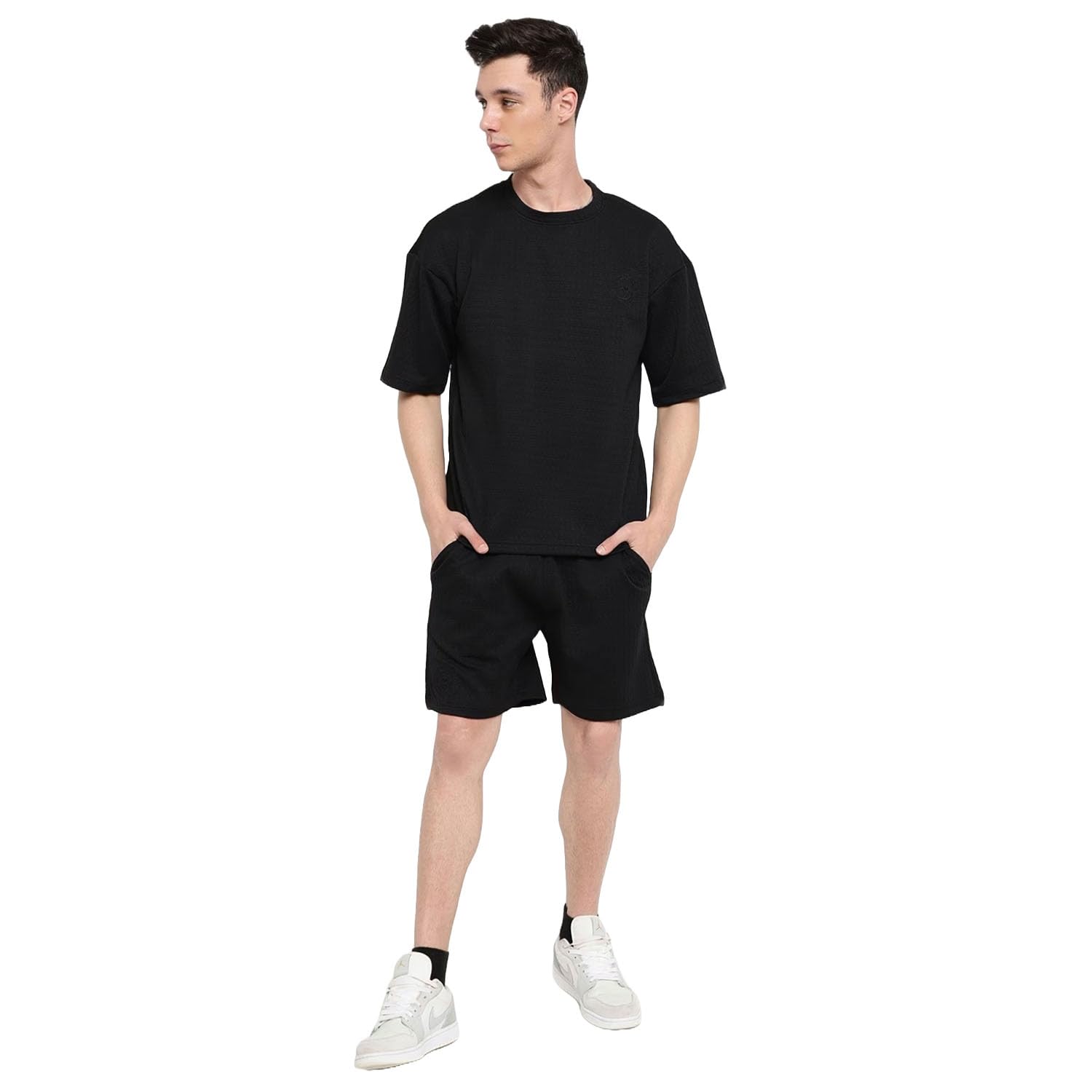 Men's Co Ord Set || Cotton Terry Solid Night Dress for Men || Sleepwear Set for Men || Casual Home Wear Set || T-shirt Shorts Set || Night Suit for Adults-image-7