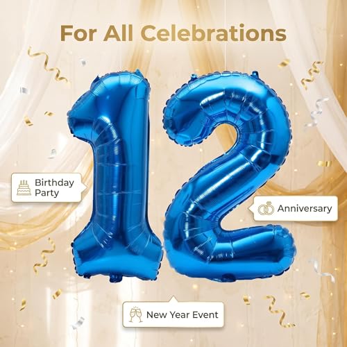 Image of YPSelected 32 Inch Large Foil Helium Number Balloon Birthday Wedding Party 0-9 (Blue, 2)