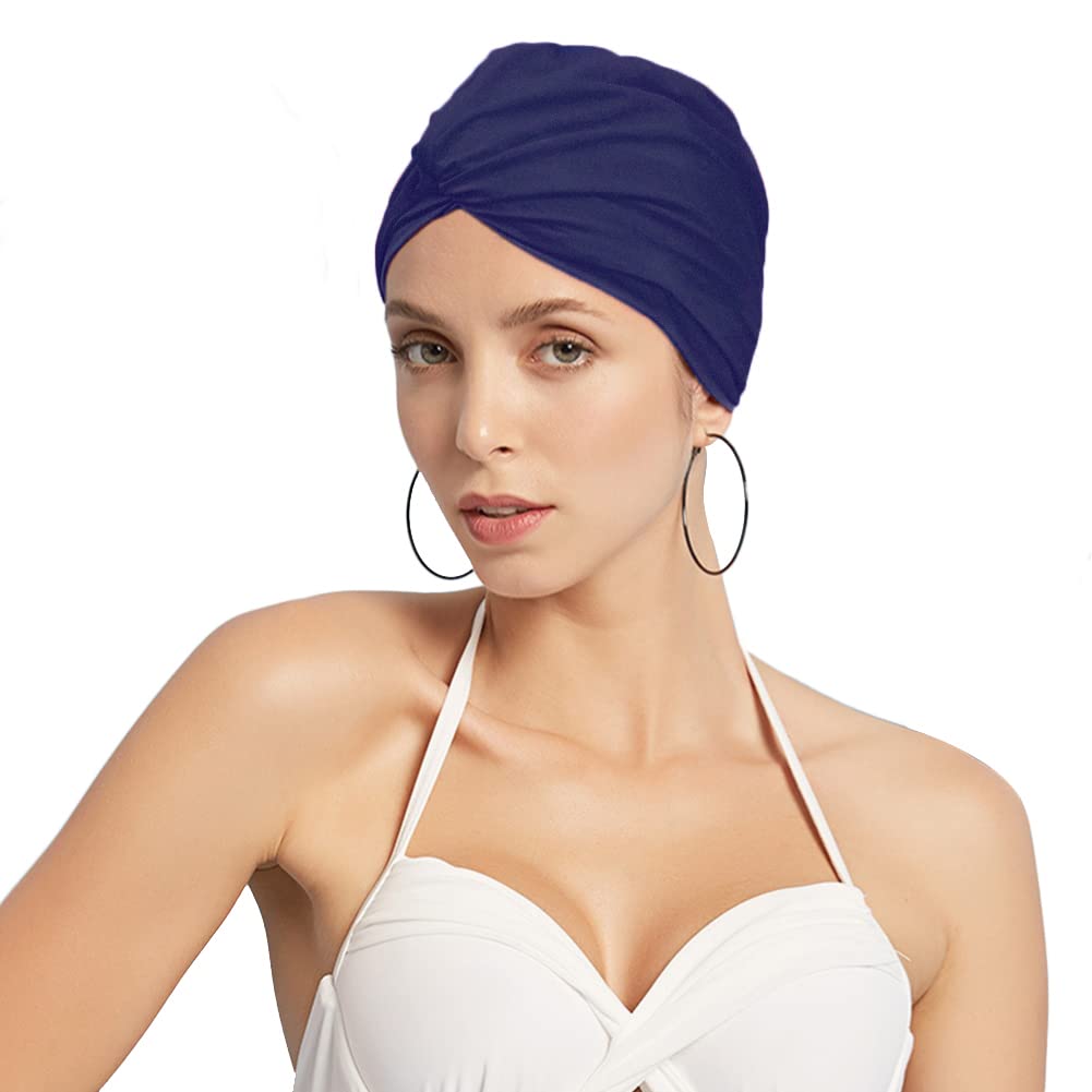 Pleated Ladies Swimming Hat - Long & Short Hair Protection Cap for Swimming, Surfing & Bathing